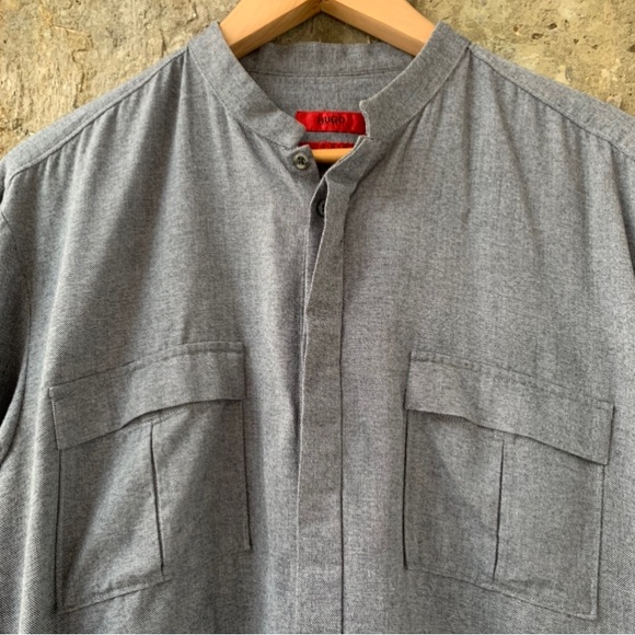 Hugo Boss Gray Banded Emesh Long Sleeve Button-Down Shirt Extra Slim Fit - Picture 3 of 4